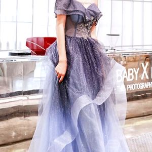Purple Ombre Tulle Prom Dress